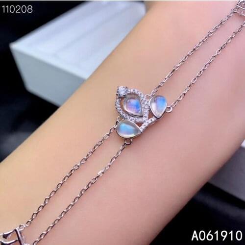 KJJEAXCMY fine jewelry 925 sterling silver inlaid Natural Moonstone popular ladies bracelet support detection luxurious