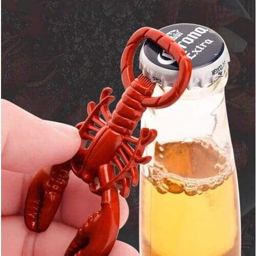 Red Crayfish Bottle Opener Claw Creative Multifunctional Keychain Decoration Kitchen Bar Accessories Corkscrews Tools