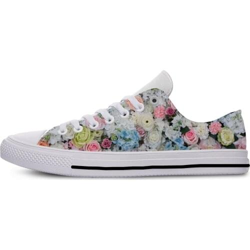 Colorful flower wedding Rose petals New Arrive Fashion Lightweight Classic Canvas Shoes Men Women Casual Breathable Sneakers