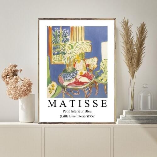 Matisse Petit Interieur Bleu Artwork Art Prints Trend Canvas Poster Abstract Painting Wall Pictures for Living Room