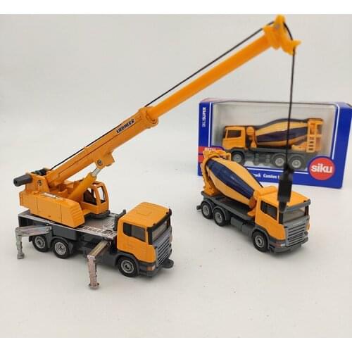 Metal 1:87 CAR Model Siku1896 Export Cement Mixer Truck Crane Engineering Truck Simulation Model Car Toy Car