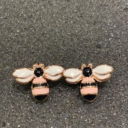 Cute romantic pink color insect bee stud earring fashion women& girl jewelry copper