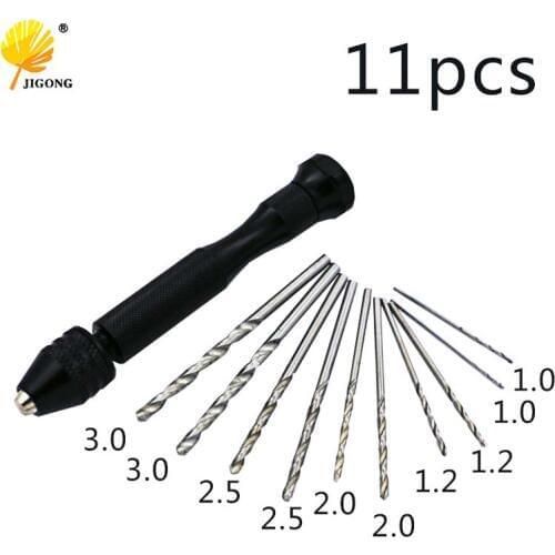 JIGONG Mini Micro Drill Manual Hand Drill For Beads Pearls Jewellery Watch Repair Tools High Speed Steel Twist Drills Rotary