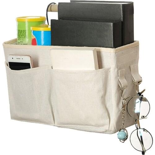 Multi-function Bedside Storage Hanging Bag Bed Table Basket Upper Bedside Organizer Shelf Waterproof Fabric Hanging Bag