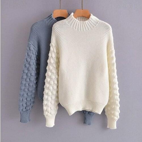 Fashion 2021 Womens Pullovers Twist Knit O Neck Sweater for Girl Korea Style Classic Autumn Solid Knited Top Basic Blue Jumper