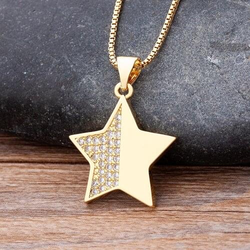 Fashion Female Gold Color Star Party Pendant Necklace For Women Choker Necklaces Jewelry Simple Ladies Pentagon-Star Jewelry
