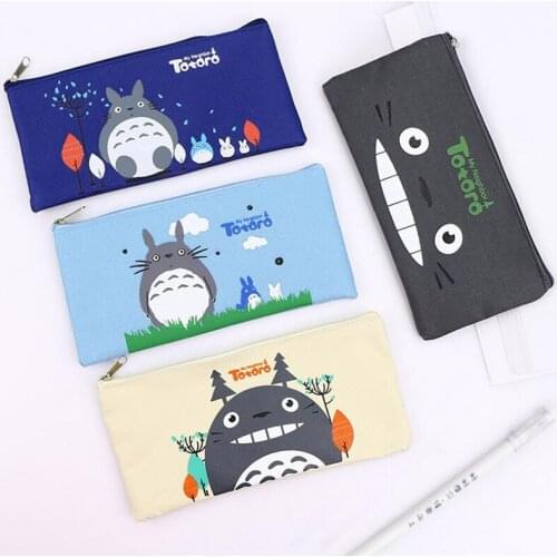 Cartoon Totoro Cute Kawaii Fabric Oxford Rectangle Pencil Case Cosmetic Bag Student Pencil Bag Child Gift School Supplies