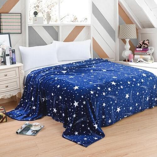 Bright stars bedspread blanket 200x230cm High Density Super Soft Flannel Blanket to on for the sofa/Bed/Car Portable Plaids