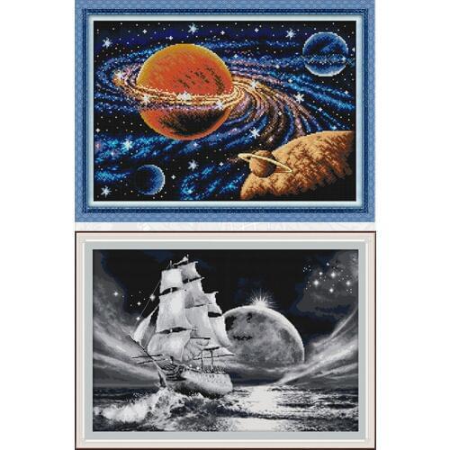Milky Way and Go On a Long Journey Patterns Counted Cross Stitch kits Sale Embroidery Set DIY Handmade Home Decoration Crafts