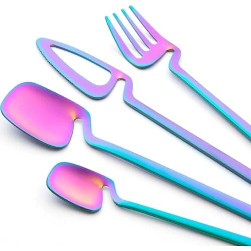4Pcs Stainless Steel Spoon Knife And Fork Set Symphony Titanium Plated Coffee Creative Hanging Spoon Dessert Knife And Fork