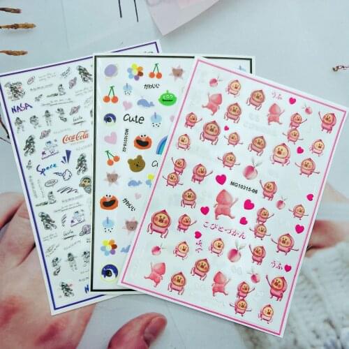 Fashion New Arrival Hot Selling Nail Stickers for Women Carton Monsters 3D DIY Fingernail Decals Manicure Art Girls Gifts Party