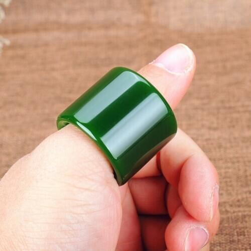 NATURAL GREEN JADE RING JADEITE BUDDHISM AMULET FASHION CHINESE CHARM JEWELRY HAND CARVED CRAFTS LUCK GIFTS WOMEN MEN