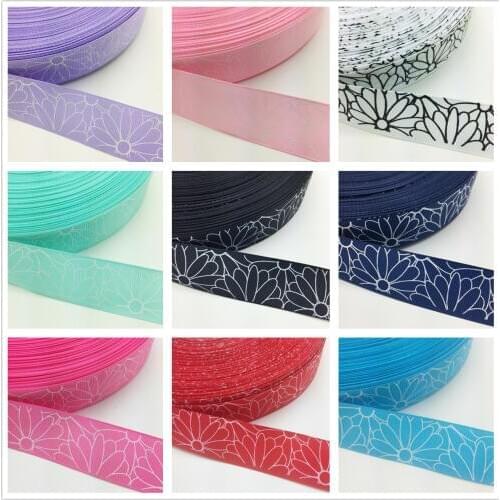 NEW DIY 5 Yards 1'' 25mm Solid Color Printed Grosgrain Ribbon Hair Bow Sewing