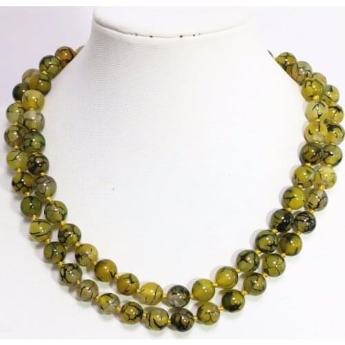 Natural stone yellow veins dragon carnelian onyx agat long chain necklace round beads 8mm 10mm 12mm fashion jewelry 36inch B1472