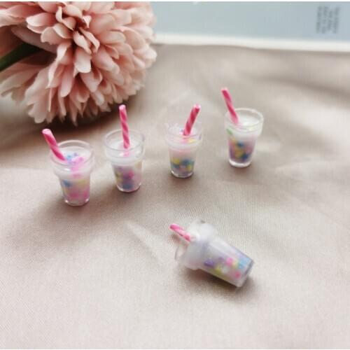 10pcs Resin colorful Pearl Milk Tea Charms Milk Tea Bottle Pendants For Jewelry DIY Handmade Earrings Bracelet Necklace Decor