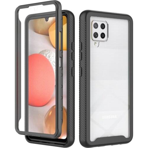Heavy Duty Protection Shockproof Case For Samsung Galaxy A42 5G Soft TPU + PET Front Film Transparent Acrylic Hard PC Back Cover