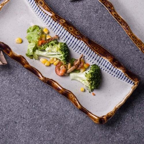 Hotel Restaurant Restaurant Japanese Ceramic Strip Sushi Plate Shaped Plate Dish Plate Dessert Plate Sashimi Plate Set Plate