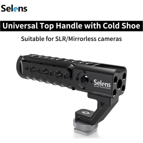 Selens Top Camera Handle Functional Grip with Hot Cold Shoe 1/4" 3/8" Cheese Handle Cage Handle For Nikon Canon Sony DSLR Camera