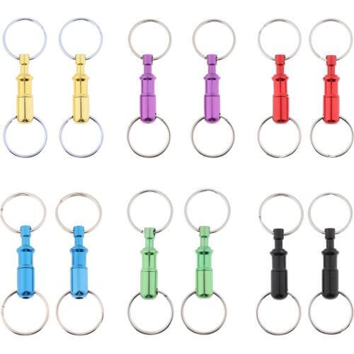 2Pcs/pack Quick Release Keychain Pull-Apart Removable Keyring with Two Heavy Duty Split Rings Key Accessories