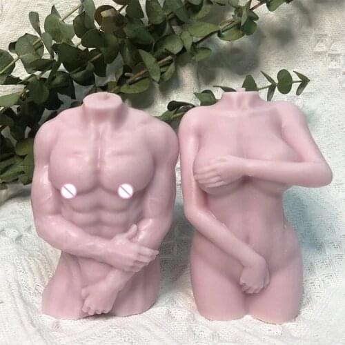DIY shy woman muscle man body candle silicone mold New Style 3D Male Body Women Shy Woman Soap Aroma Candle Mold making tool