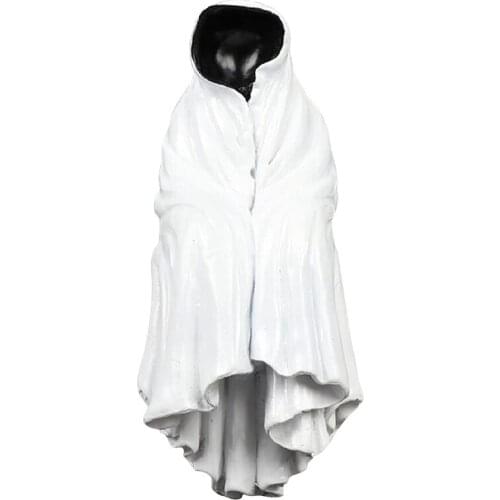 Halloween Yard Decorations Outdoor Figurine Grave Sculpture Garden Statue Resin Ornaments Faceless Man in White