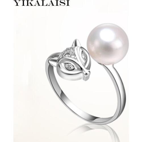 YIKALAISI 2017 NEW Fashion Pearl Ring Jewelry Ring Freshwater Pearl Wedding Rings 925 Sterling Silver jewelry Rings For Women