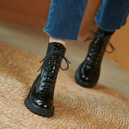 2021 New Genuine Leather Winter ZIP Stretch Women Boots Fashion Round Toe Chunky Heel ANKLE Boots Platform Shoes Women Shoes