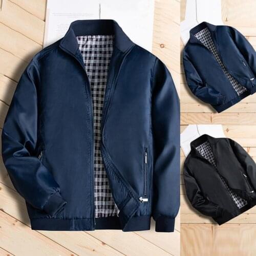 Winter Coat Solid Color Cardigan Turn-down Collar Windproof Men Jacket for Outdoor