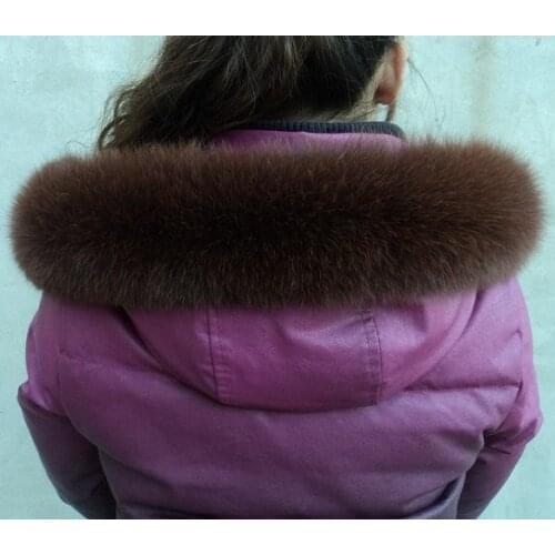 10 Colors Genuine Fox Fur Detachable Collar Scarfs Fashion Coat Sweater Detachable Jacket Luxury Fur Collar C002-coffee