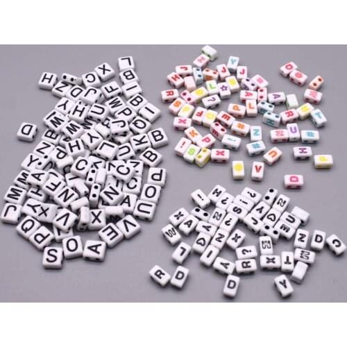 100PCS 8mm Double Hole Acrylic Letter Beads Square Loose Beads For Jewelry Making DIY Handmade Childrens Name Bracelet