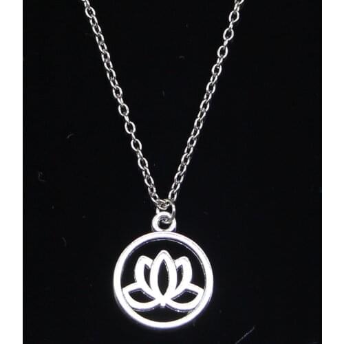 20pcs New Fashion Necklace 20mm lotus flower Pendants Short Long Women Men Colar Gift Jewelry Choker