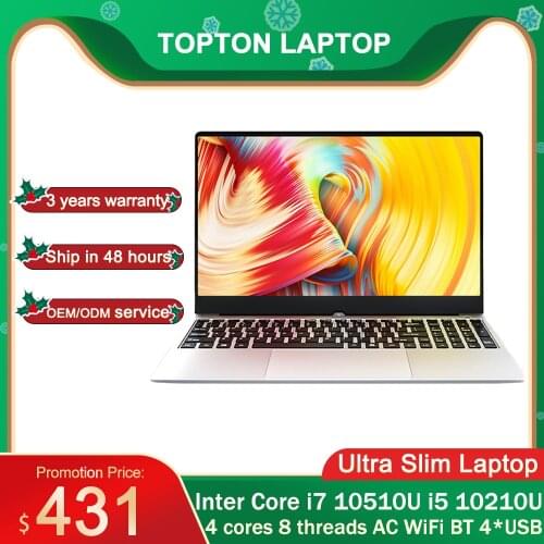 2020 Cheap 15.6 inch Ultra Slim Laptop Intel Core i7 10510U i7-6500U Win10 Metal Notebook Computer PC Netbook AC WiFi BT 4*USB