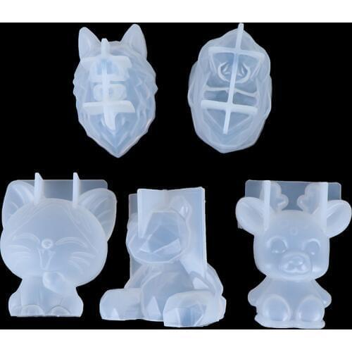 3D Silicone Animal Mold Diy Geometry Stereo Bear Deer Cat Tiger Orangutan Mold Decoration Ornament Mold Cake Tool