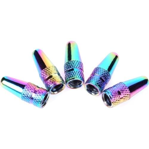 5pcs Bicycle Presta Valve Cap Aluminum Bicycle Valve Cap Rainbow Color High Pressure Spikes Tire Valve Dust Cover For MTB