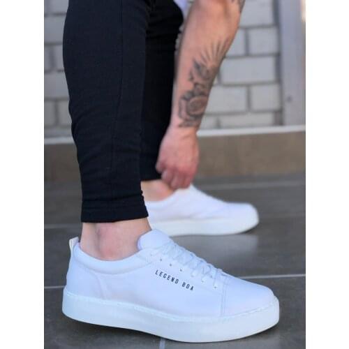 BA0104 Laced White Skin Leather Sports Classic Men 'S Shoes