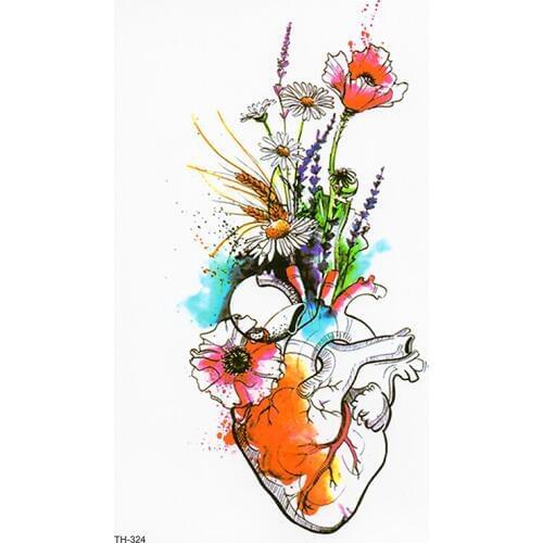 Flower Bracele Small Watercolor Leopard Wolf Totem Temporary Tattoo Sticker Body Art Arm Flash Fake Tattoos Women