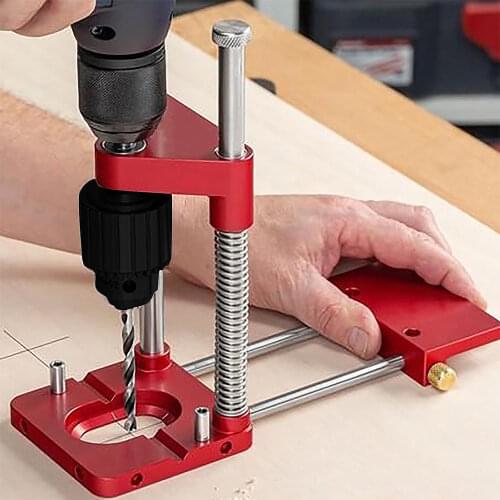 Woodworking Drill Locator Alloy Steel Mini Bench Drill Press Template Guid Locator Guide Tool For Home Machine Woodworking Tool
