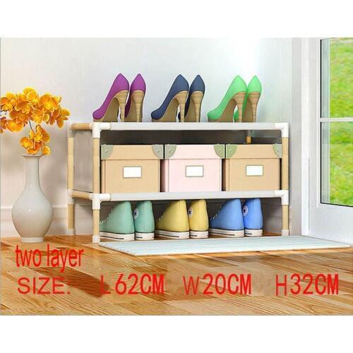 Two layer wooden shoe rack