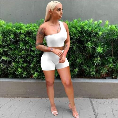 FQLWL Streetwear Summer Bodycon 2 Two Piece Sets Women Outfits Matching Sets Crop Top Biker Shorts Set Women Pink Tracksuit 2021