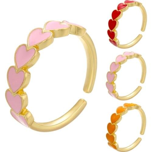 Simple Love Heart Ring for Women Girls Solid Color Enamel Punk Party Jewelry Gift Female Adjustable Hearts Rings New