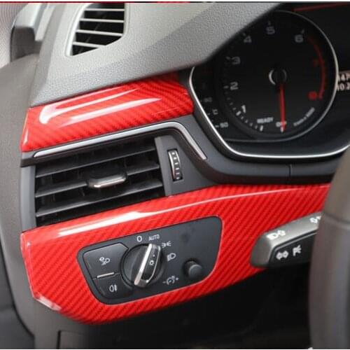 Red Carbon Fibre Gear Window Switch Door Handle Decorated Frame For Audi A5 2017 18 19 CAA220B