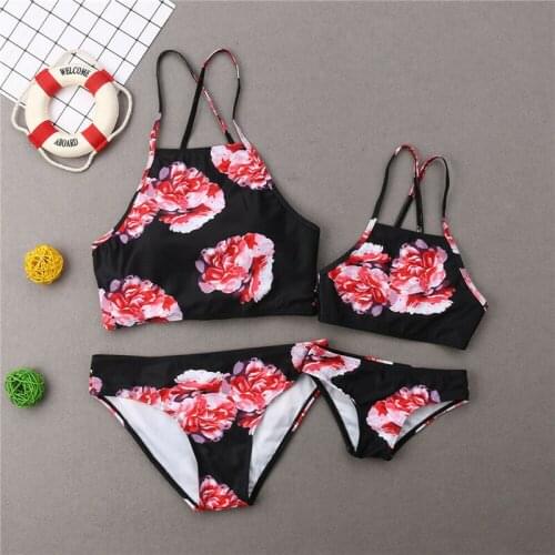 Mother Daughter Swimwear Family Matching Bikini Set Women Bathing Suit Ladies Swimsuit Floral Bikini Kids Girls Swimwear Biquini
