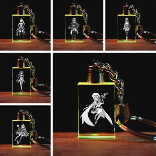 Mahou Shoujo Square Anime LED Key Chains Keyring Crystal Keychain Light Keyholder Unisex Customized Gifts