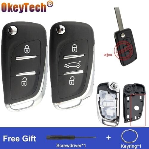 OkeyTech Modified Flip Remote Key Shell Cover Fob For Peugeot 306 407 Partner For Citroen C2 C4 C5 C6 Berlingo Picasso CE0536/23