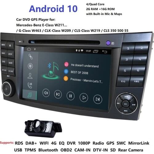 Android Car DVD Radio GPS Navigation Multimidia For Mercedes Benz W211 W463 W209 W219 2002-2009 Video Output Wifi DVR RDS EQ