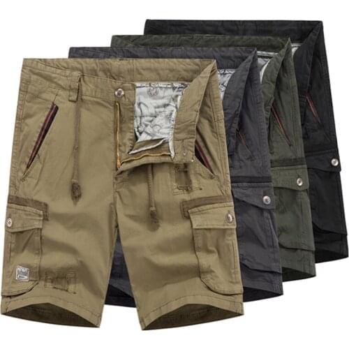 Mens Summer Cotton Army Tactical Cargo Shorts 2021 New Fashion Khaki Multi-pocket Casual Short Pants Loose Military Shorts Mens