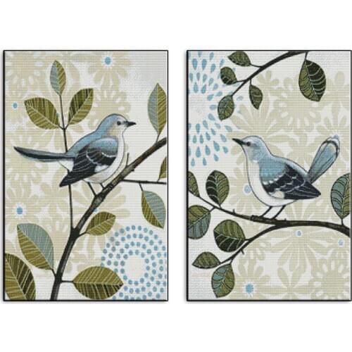 Needlework Cross stitch Sets For Embroidery kits DIY DMC Antiphonal singing birds (bigeminy) Patterns Counted Cross-Stitching