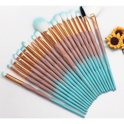 20pcs Diomand Makeup Brushes Set Loose Powder Fan Eyehshadow Blending Blusher Lip Concealer Brush Cosmetic Beauty Tool Soft Hair