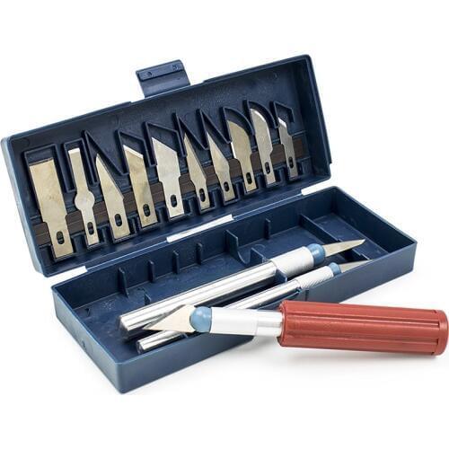 Beginner Hobby Craft Knife Set Knife Set Carbon Steel Ergonomic,3 Handles and 13 Blades Knife Kit for Scrapbooking Sculptures