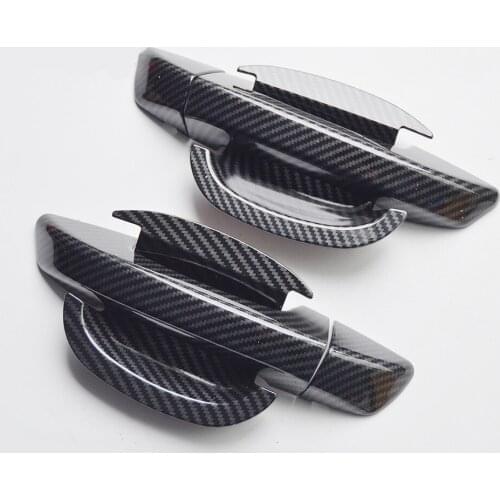 1 Set Car Exterior Door Handle Cover Bowl Sticker Styling Moulding Trim for Volkswagen Bora 2016 2017 2018 Carbon Fiber Printed